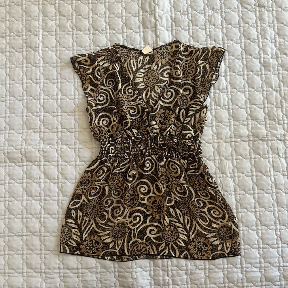 Teenie Weenie Black and Brown Patterned Top